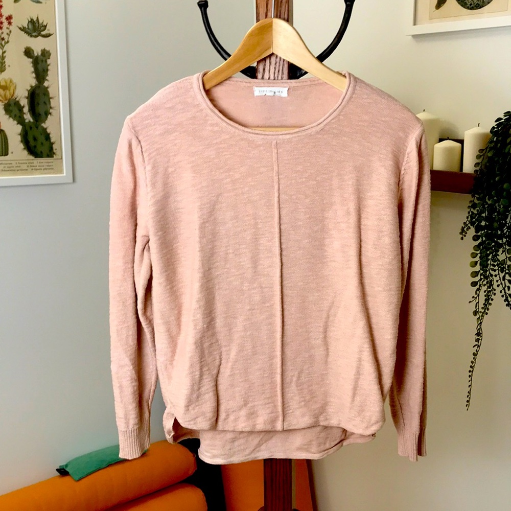 Billy J Little Lies Linen Cotton High Low Beach Sweater Dusty Blush Pink S Small